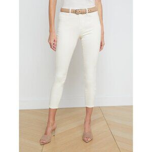 L’Agence Womens Margot High Rise Skinny Corduroy Jeans Vintage White size 24